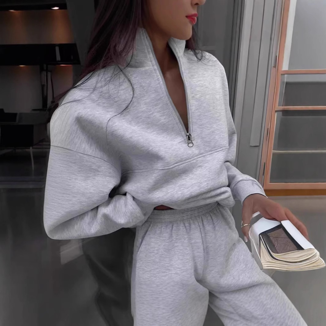 アメカジ ハーフジップ裏起毛セットアップスウェット