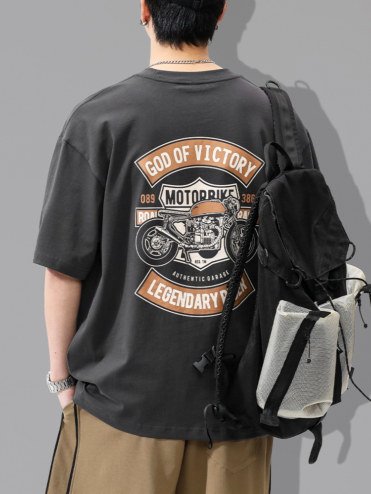 アメカジ バイク図案 半袖ティーシャツ