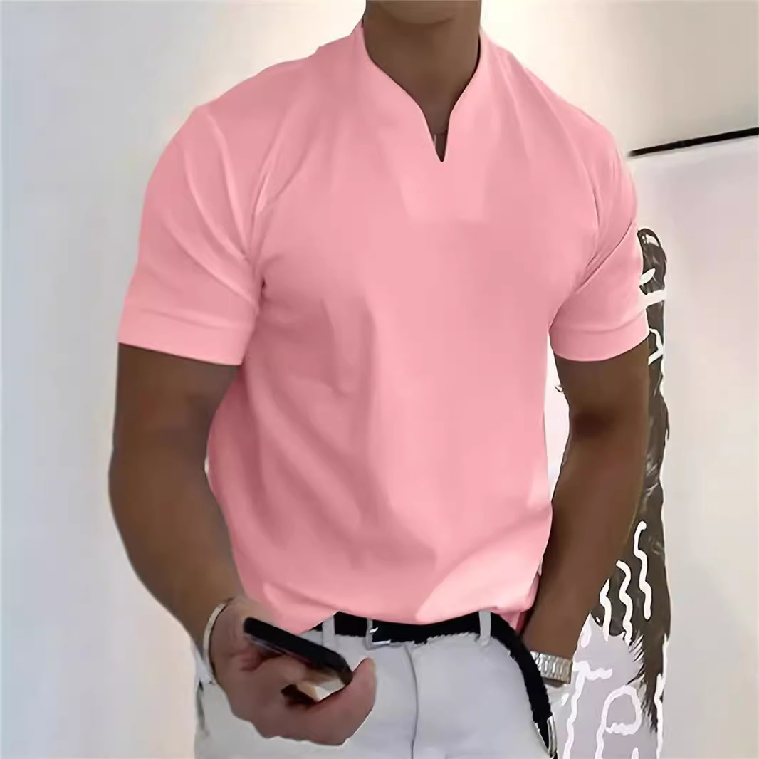 アメカジ 深割りブイネック半袖Tシャツ