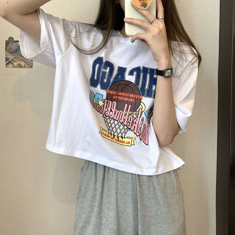 アメカジファッション  バスケットボールプリント オーバーサイズTシャツ