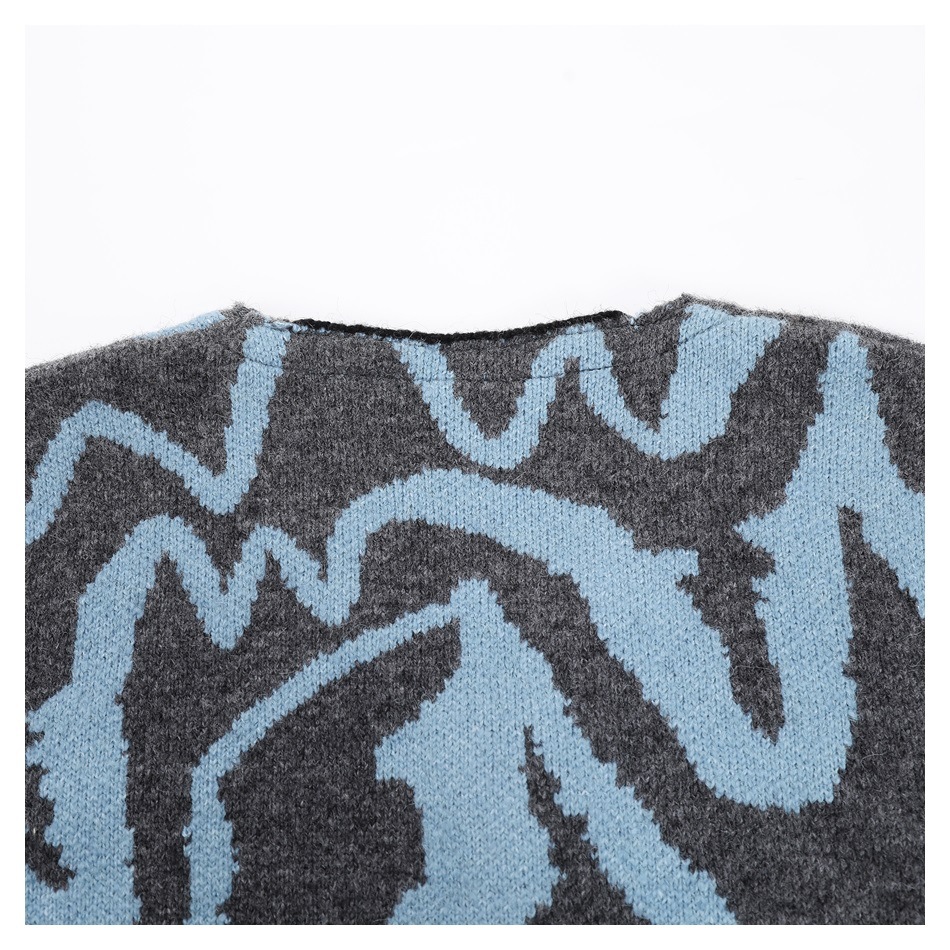 アメカジ 炎柄ニットカーディガン 男女兼用アウター