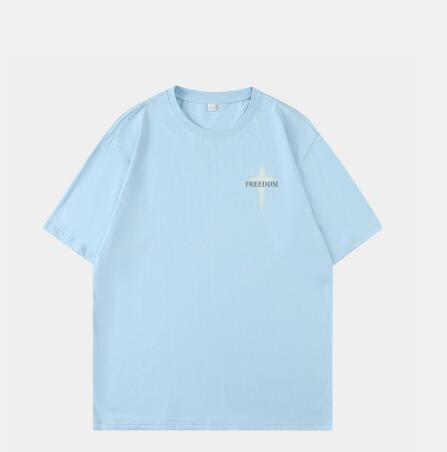 アメカジ メンズ半袖Tシャツ 十字架プリント オーバーサイズ