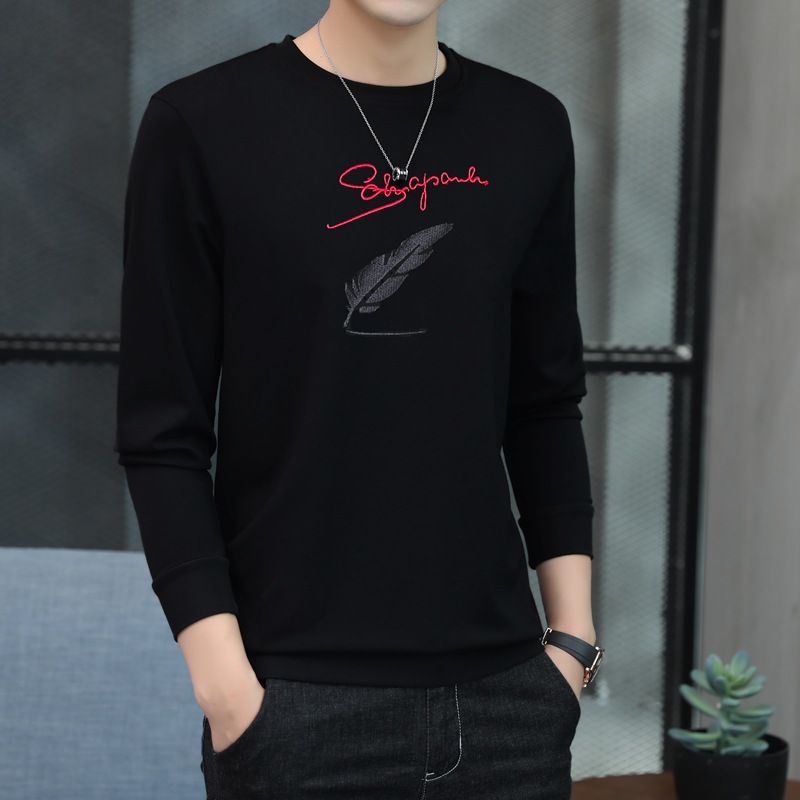 アメカジ 羽根刺繍ロゴデザイン長袖丸首上着