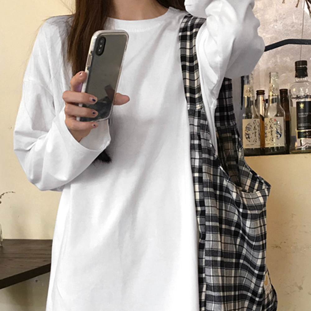 アメカジ ゆったり着やせ長袖ロンティー無地体型カバー