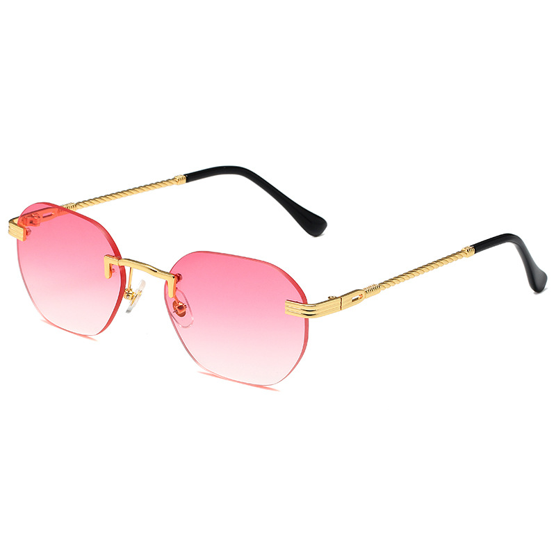 アメカジ 縄目模様テンプル縁なしサングラス