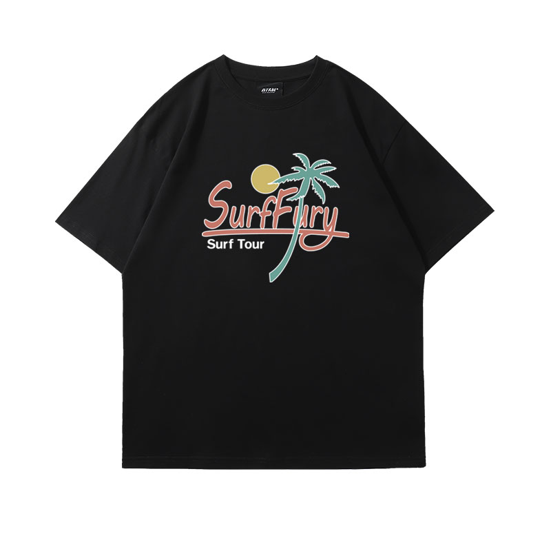アメカジ 南国サーフィン風景プリントＴシャツ