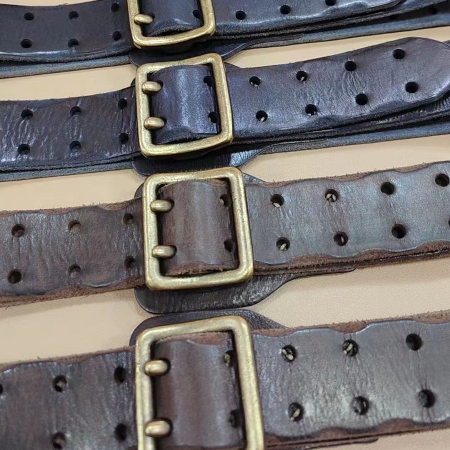 アメカジ 本革二重穴パンチングデザインベルト