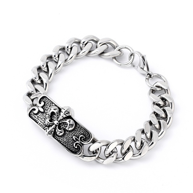 アメカジ 翼付きスカルモチーフ喜平チェーンブレスレット