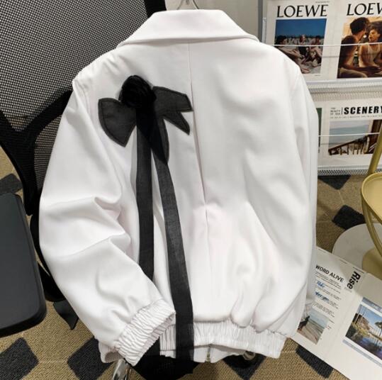 アメカジ メンズ白色花柄刺繍ジャケット薔薇装飾ブルゾン