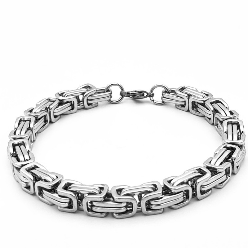 アメカジ ビザンチン編み金属チェーンブレスレット