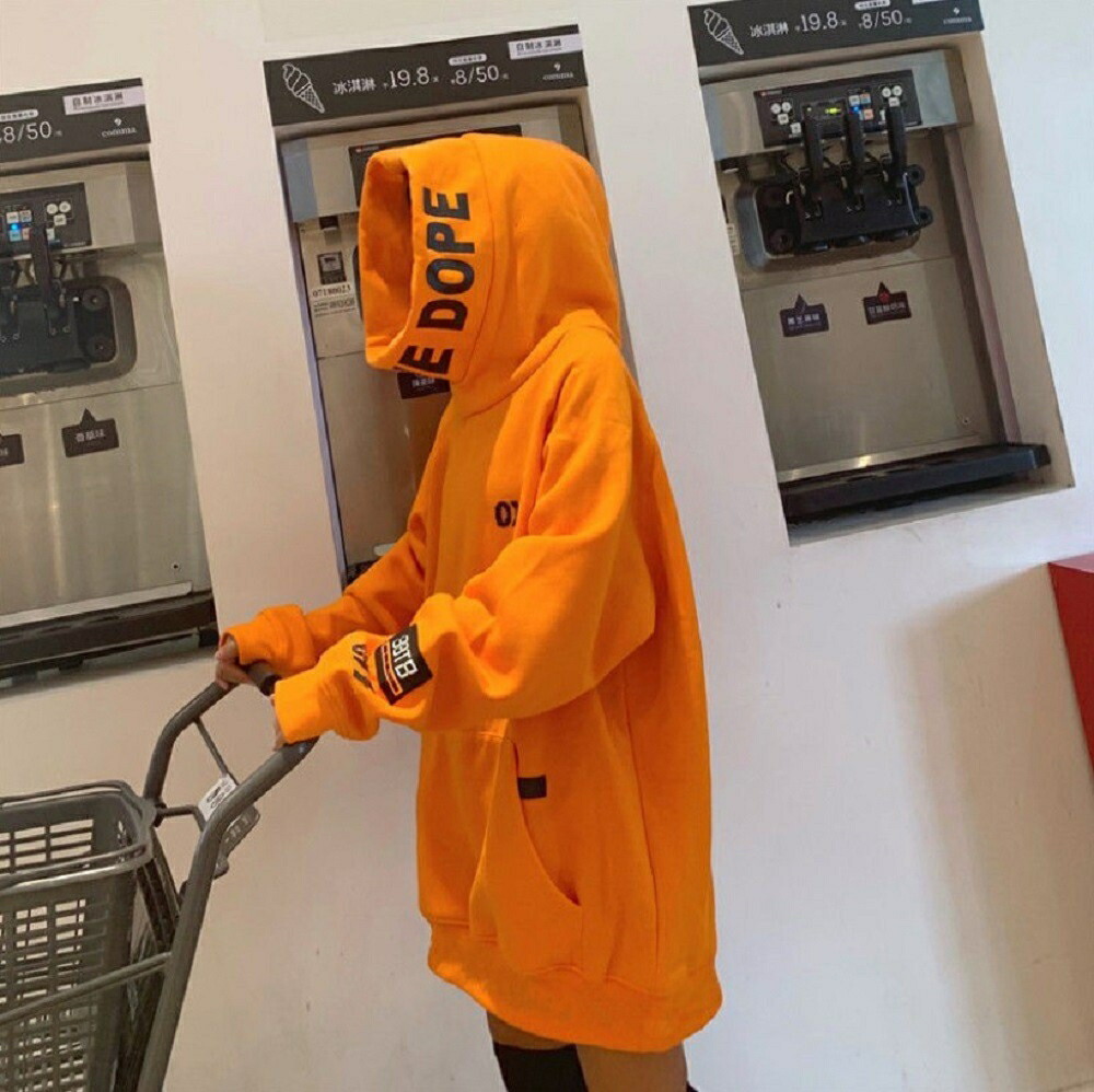 アメカジ スウェット ビッグフード プルオーバー 黒 オレンジ