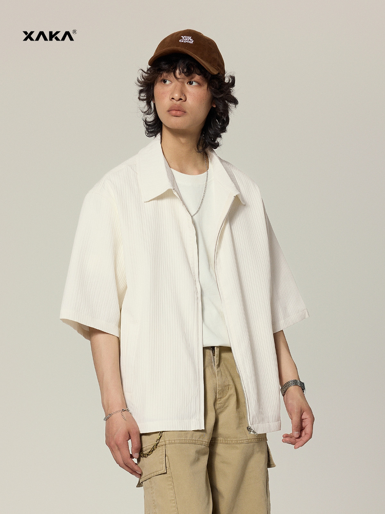 アメカジ ゆったりジップアップシャツジャケット