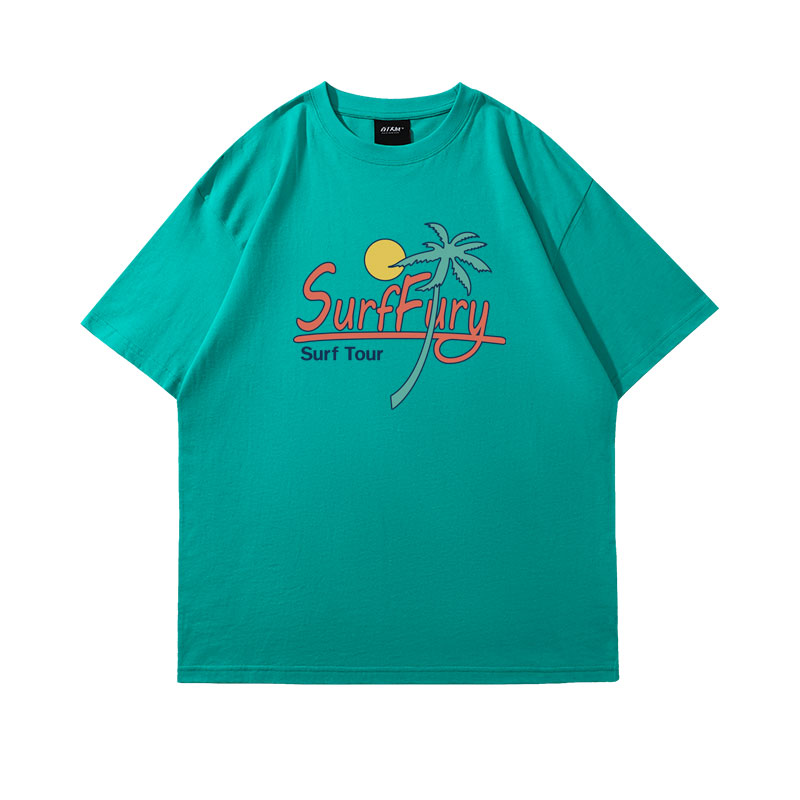 アメカジ 南国サーフィン風景プリントＴシャツ
