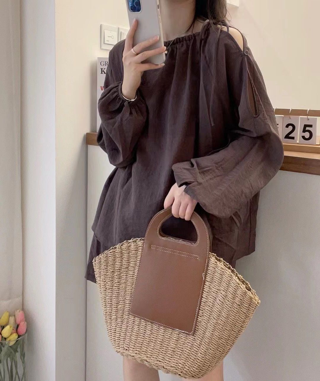 アメカジ レディース 肩開きロンティー セットアップ ショートパンツ付き