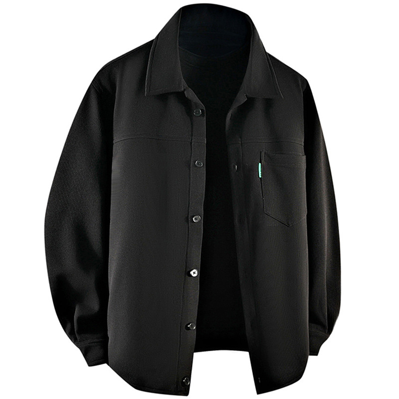 アメカジ コーデュロイ風ゆったり長袖ワークシャツ