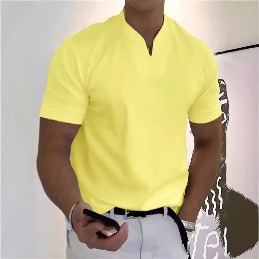 アメカジ 深割りブイネック半袖Tシャツ