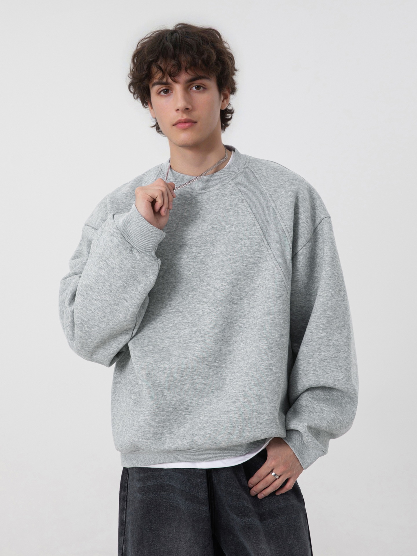 アメカジ ゆったりシルエット裏起毛クルーネック