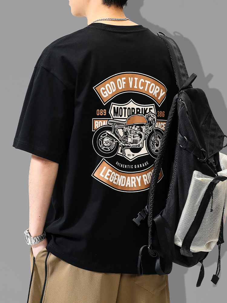 アメカジ バイク図案 半袖ティーシャツ