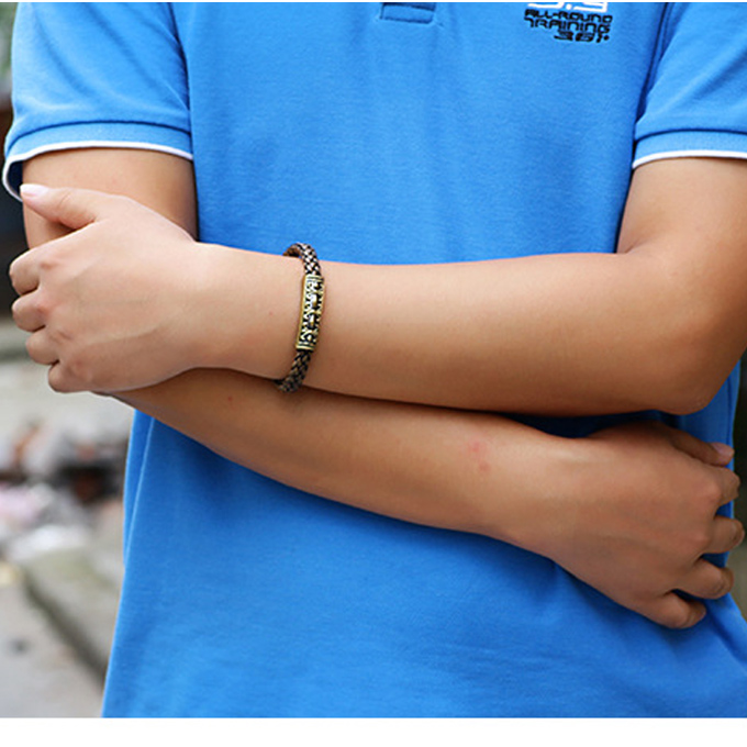 アメカジ メンズ ウォレット チェーン 編み込み風 民族調 めっき加工