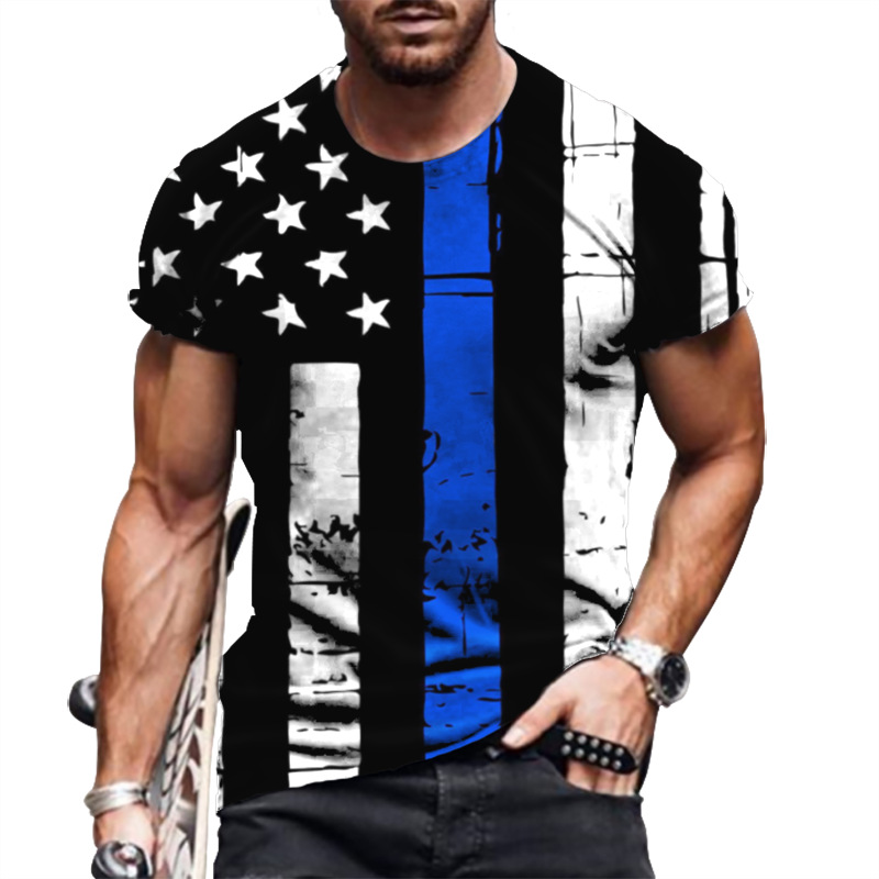 アメカジ 星条旗ヴィンテージ加工 半袖丸首シャツ