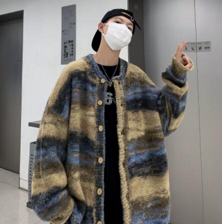 アメカジ メンズ ボーダー柄ニットカーディガン アウター