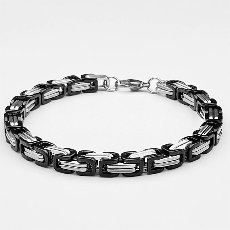 アメカジ ビザンチン編み金属チェーンブレスレット