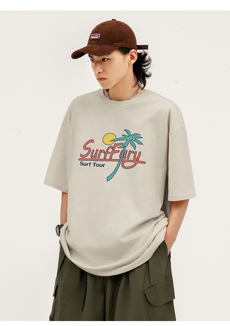 アメカジ 南国サーフィン風景プリントＴシャツ