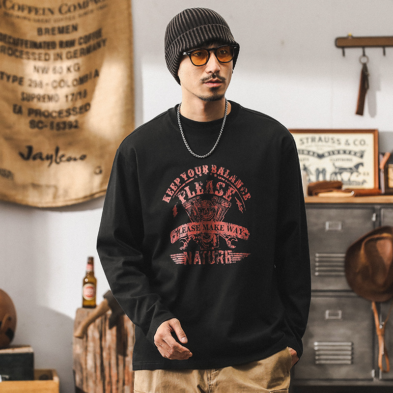 アメカジ ヴィンテージ風イーグルプリント長袖スウェット