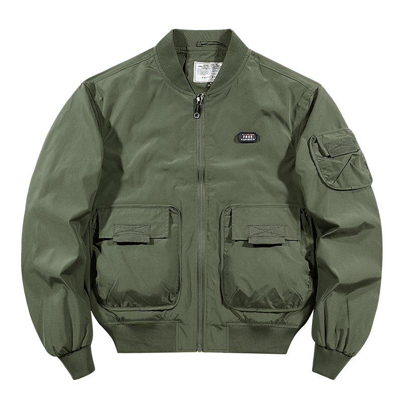 アメカジ ミリタリー仕様多機能ポケット付き飛行ジャケット