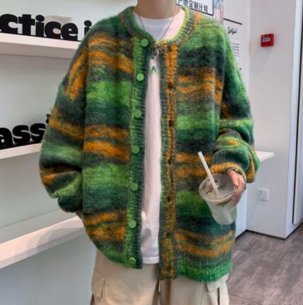 アメカジ メンズ ボーダー柄ニットカーディガン アウター