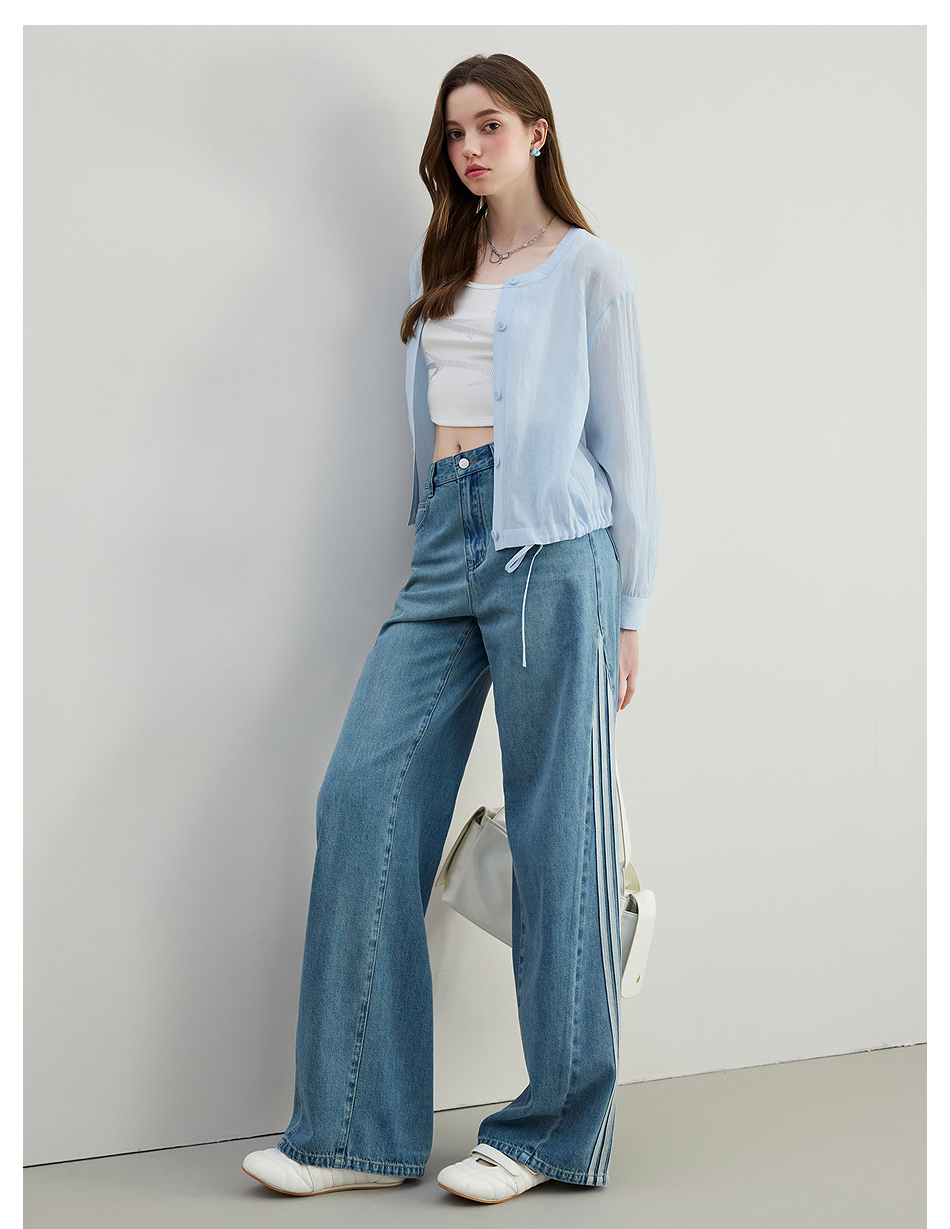 青ファッション シアーショートカーディガン