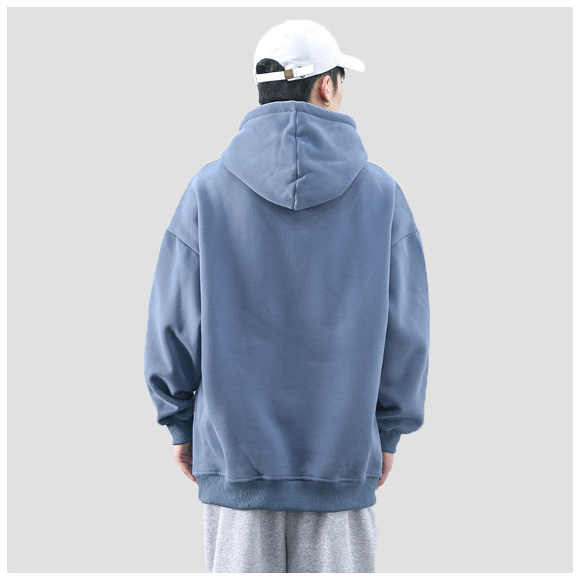 青ファッション ゆったりシルエットフーディ