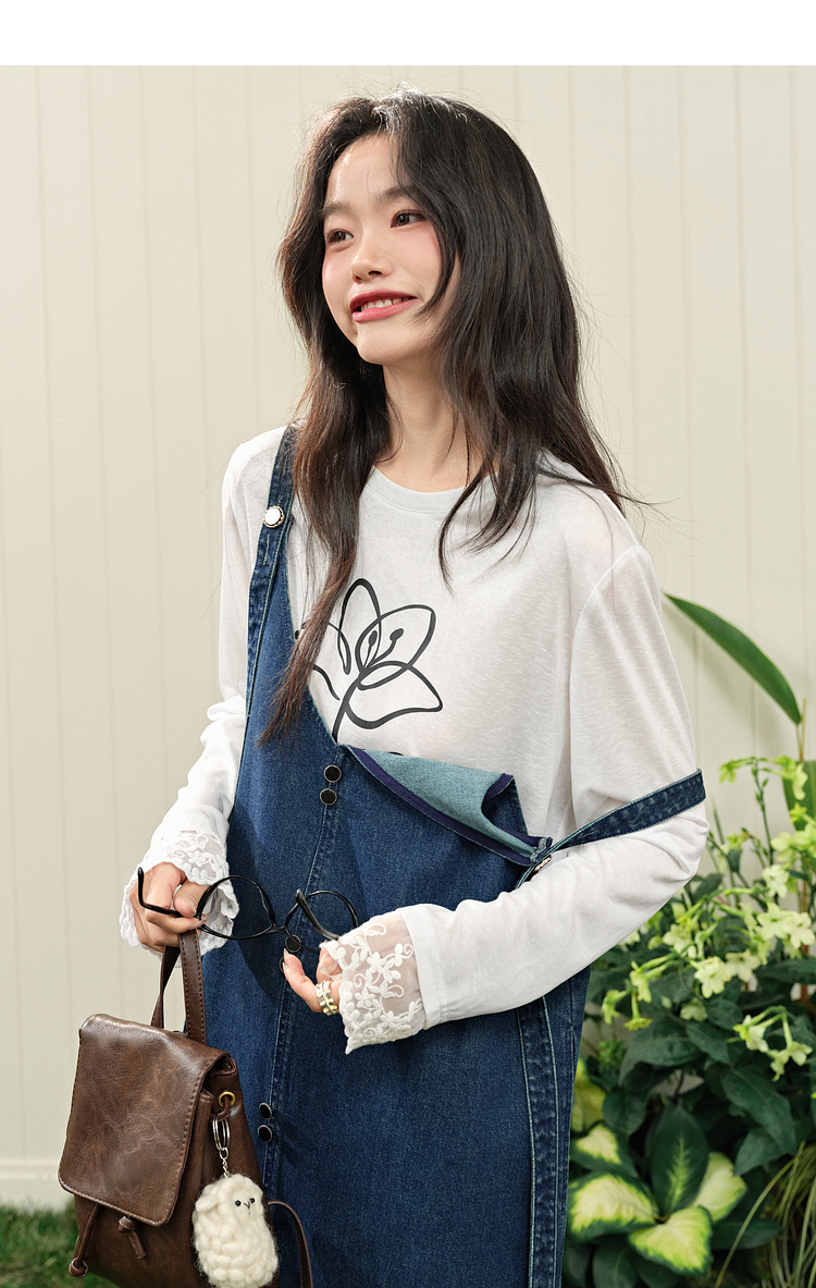 青ファッション 前開きデニムキャミワンピース