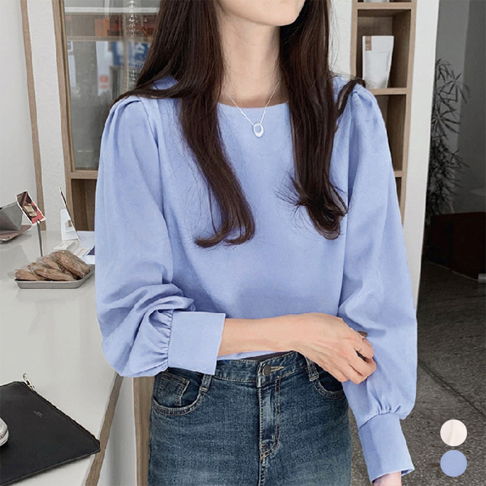 青ファッション 上品フェミニン 爽やかブルーシャツブラウス