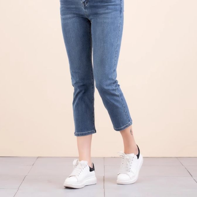 青ファッション 青ファッション すっきり美脚クロップドパンツ