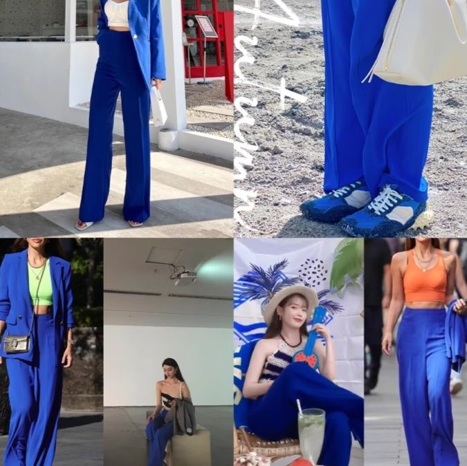 青ファッション 青ファッション なめらかワイドフレアパンツ
