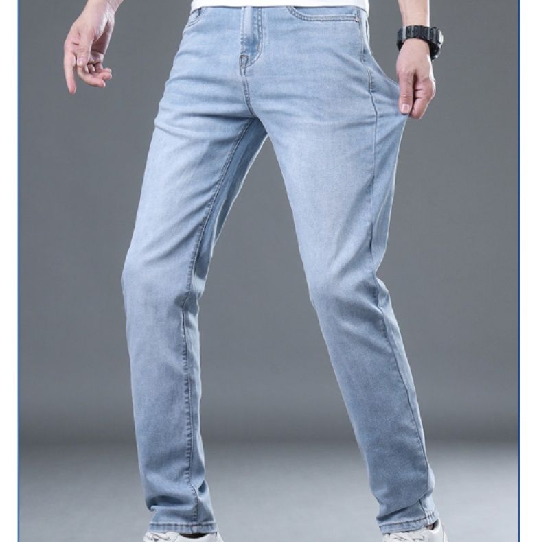 青ファッション すっきりシルエット デニムパンツ