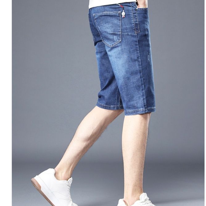 青ファッション 夏季リラックスデニムハーフパンツ