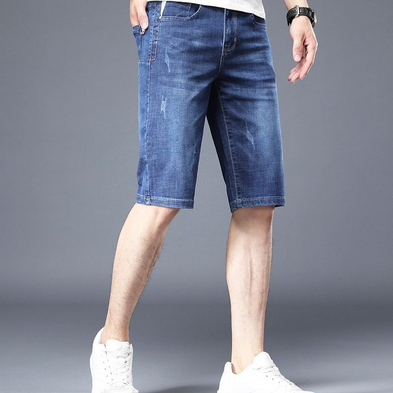 青ファッション 夏季リラックスデニムハーフパンツ