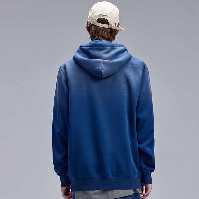 青ファッション シンプル リラックス パーカー