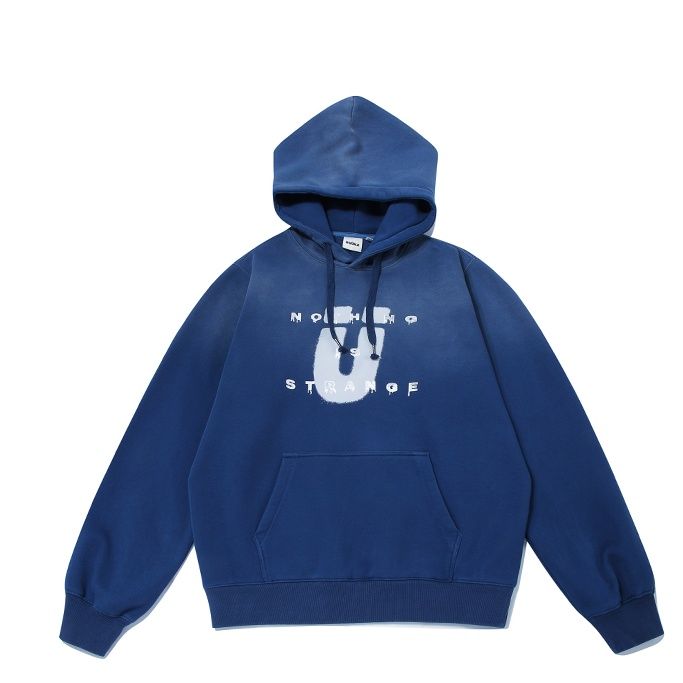 青ファッション シンプル リラックス パーカー