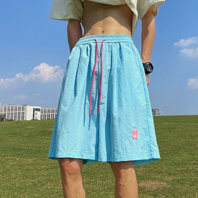 青ファッション さわやか涼感ワイドショートパンツ