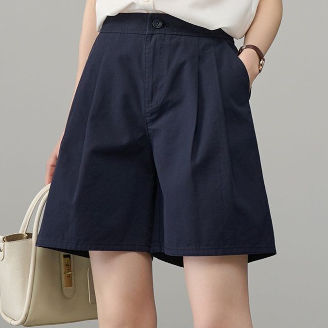 青ファッション ゆったりハーフパンツ