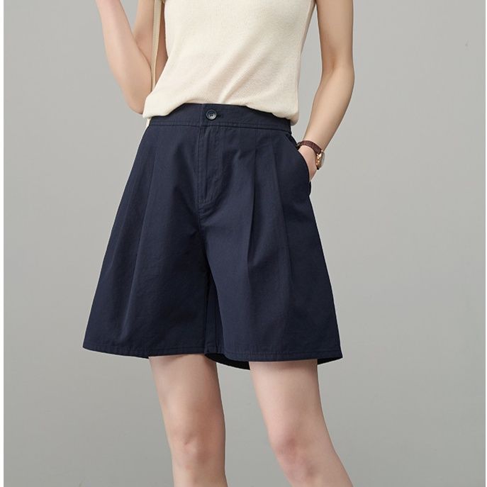 青ファッション ゆったりハーフパンツ