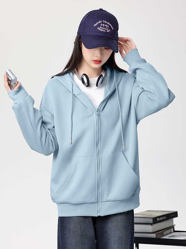 青ファッション パーカー ゆったりシルエットパーカー