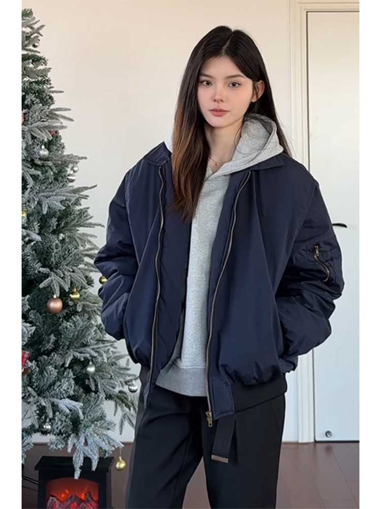 青ファッション 青ファッション ふんわり暖か冬空ボンバージャケット