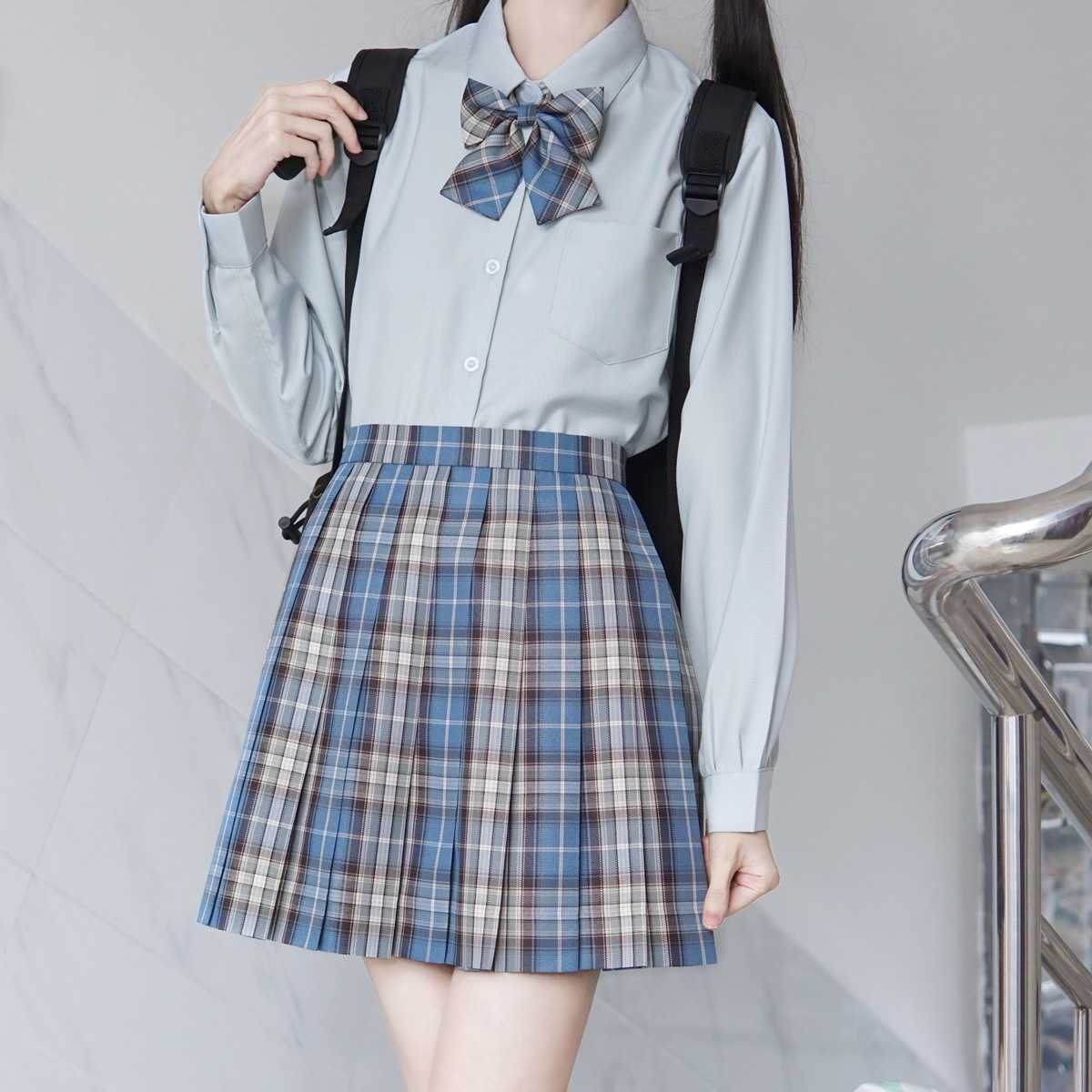 青ファッション 青ファッション 制服風リボン付きブラウス