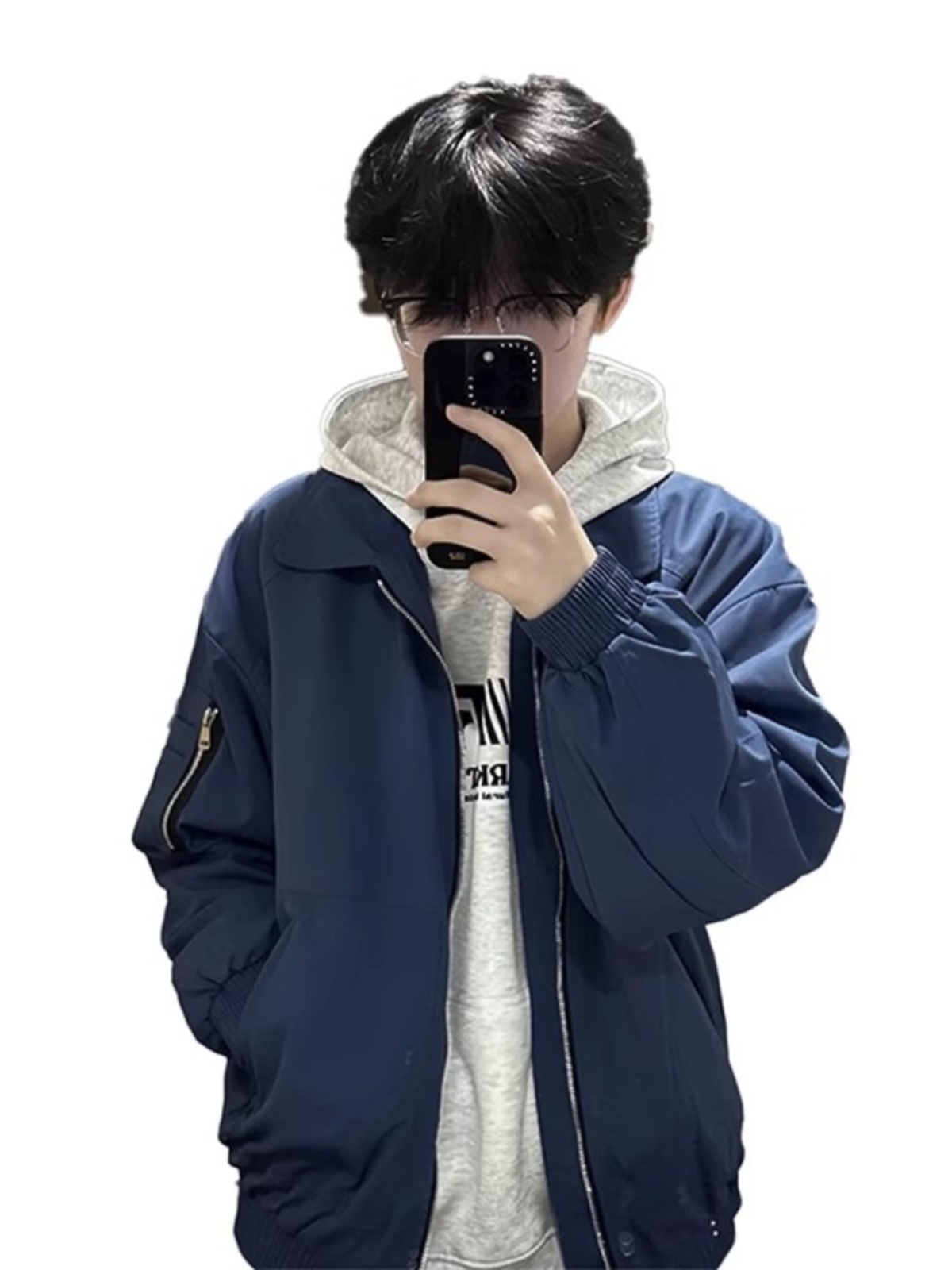 青ファッション 都会的フライトジャケット