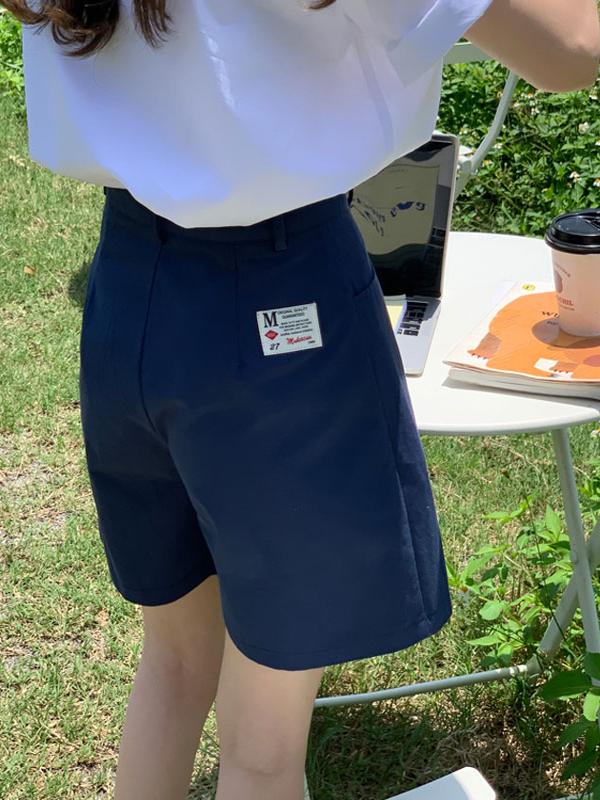 青ファッション ゆったりコットンハーフパンツ