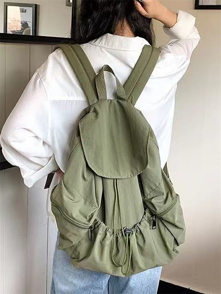 大容量巾着型リュック カジュアル青ファッションバッグ
